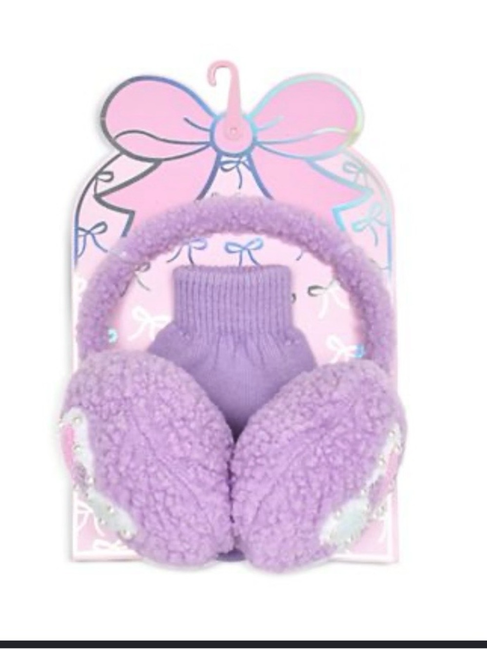 Bloomingdale's Plush Lavender Kids adjustable Earmuffs with gloves